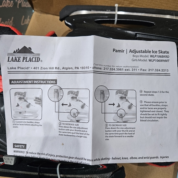 Lake Placid Adjustable Ice Skates- Boys size 11-1, NIB, NWOT - Picture 2 of 6